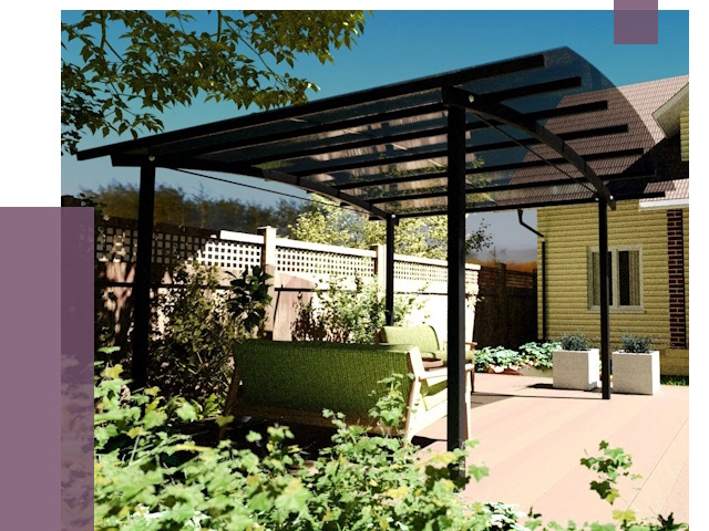 Навесы для террасы в Шумерле от 13850 руб. под ключ | ПРОЛЁТ-Шмр