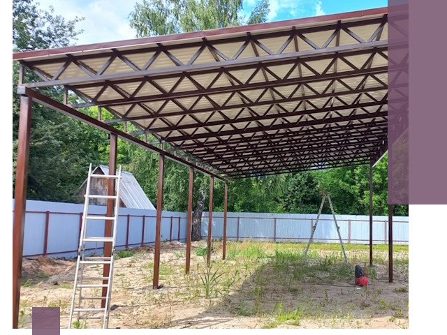 Односкатные навесы под ключ в Шумерле — изготовление и монтаж