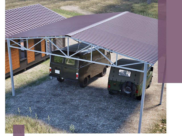 Двускатные навесы под ключ в Шумерле — изготовление и монтаж